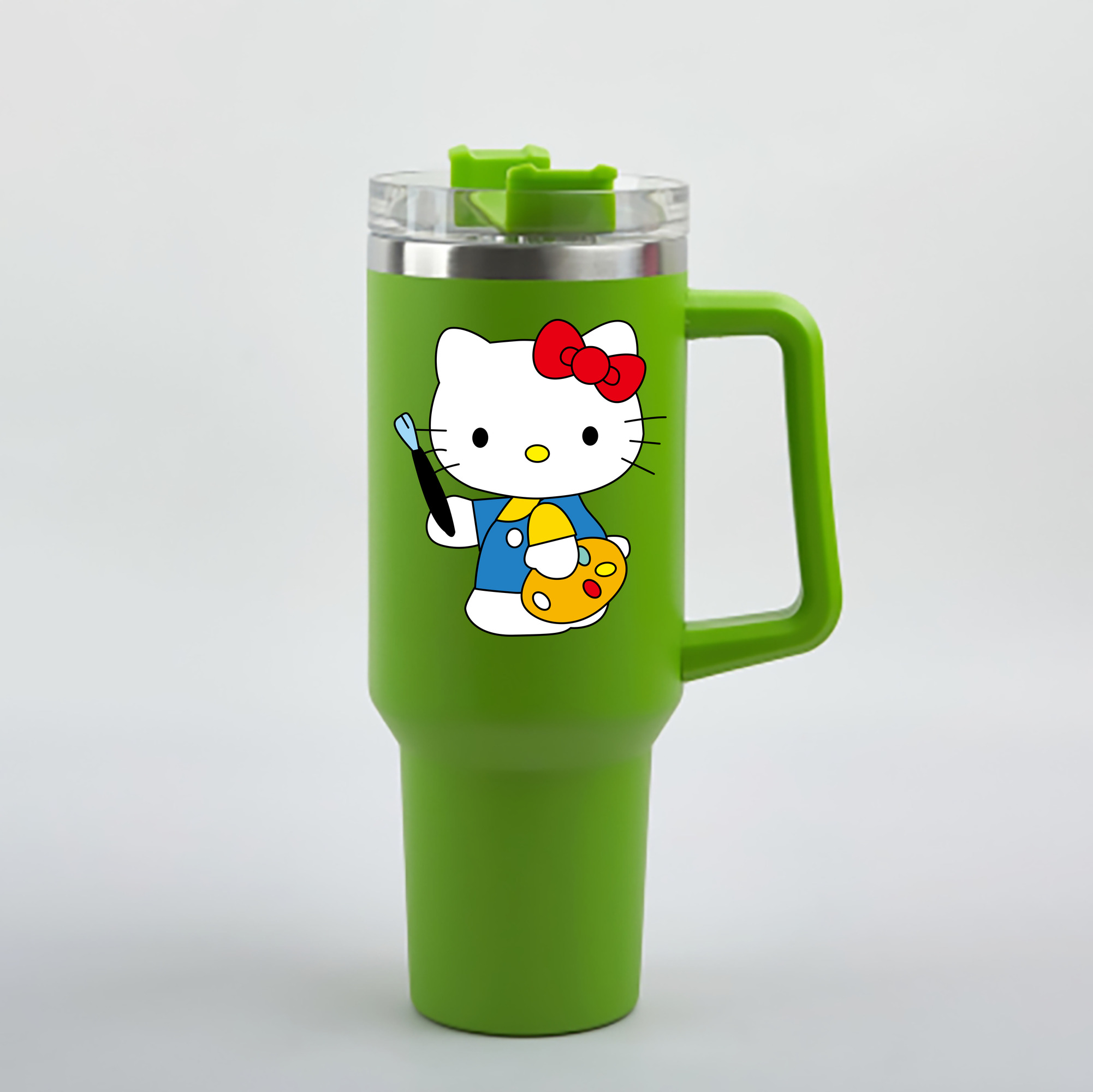 （画像用） Hello Kitty ハローキティ 1200mL車用タンブラー - クリスタルステッカー（プラスチックストロー付き）